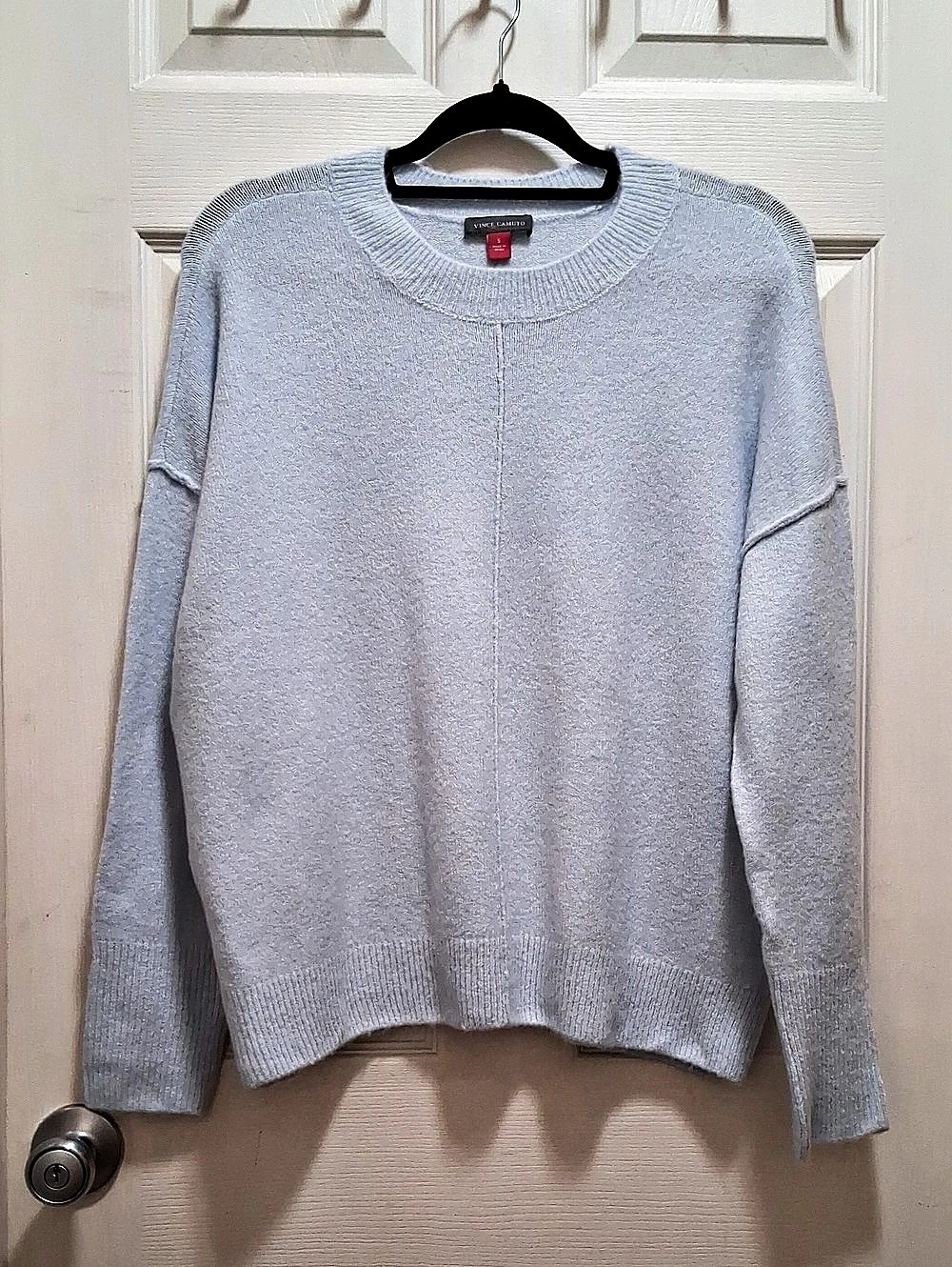 NWT Vince Camuto Exposed Seam Crewneck Sweater Frozen Blue Small MSRP $69